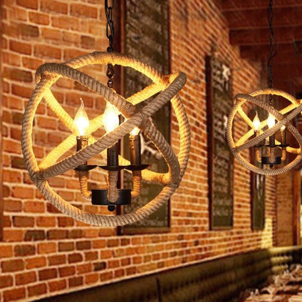 Lampu Gantung Tali Rami Cafe Restoran Bar Ruang Tamu Industri