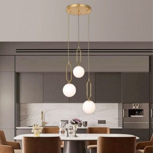 Lampu Gantung Kaca tiga kepala Nordic Minimalis Meja Restoran