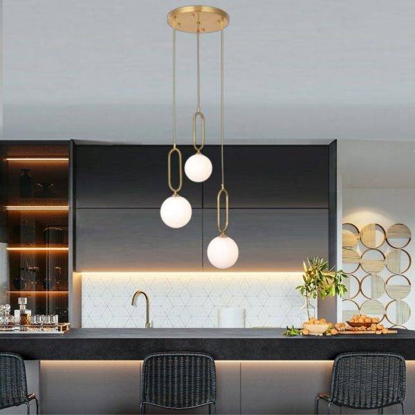 Lampu Gantung Kaca tiga kepala Nordic Minimalis Meja Restoran
