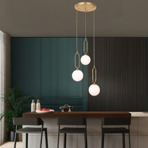 Lampu Gantung Kaca tiga kepala Nordic Minimalis Meja Restoran