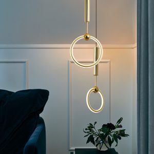 Lampu Gantung cincin kreatif Kamar tidur minimalis modern pencahayaan