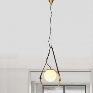 Lampu Gantung bola kaca putih susu modern minimalis