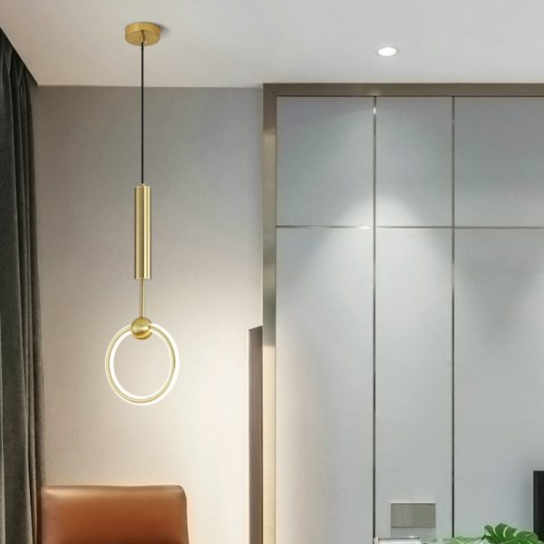 Lampu Gantung cincin kreatif Kamar tidur minimalis modern pencahayaan