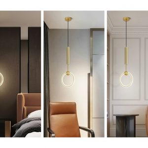 Lampu Gantung cincin kreatif Kamar tidur minimalis modern pencahayaan