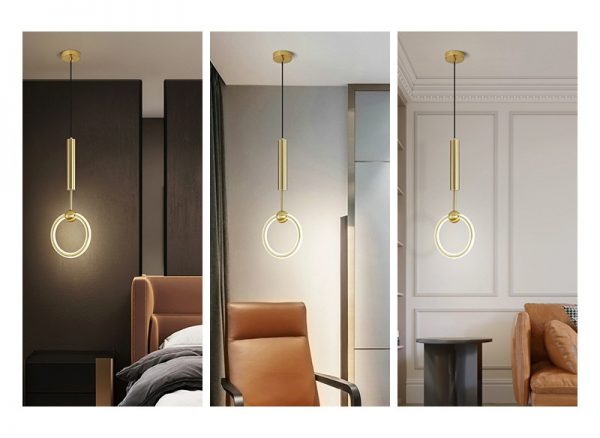 Lampu Gantung cincin kreatif Kamar tidur minimalis modern pencahayaan