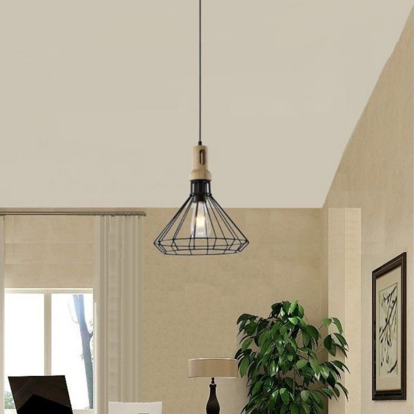 Lampu Gantung Kayu Solid Seni Samping Tempat Tidur