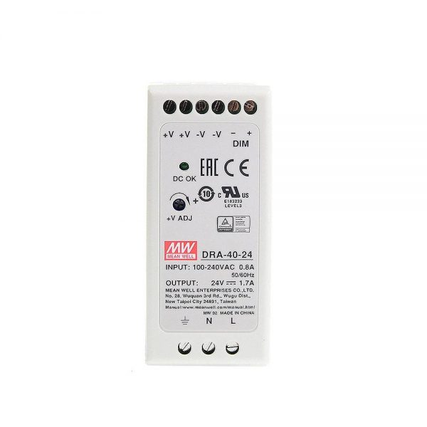 Mean Well Single Output Switching Power Supply DRA-40 series