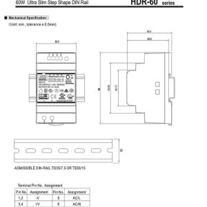 Mean Well Ultra Slim Step Shape DIN Rail HDR-60 series