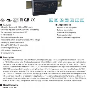 Mean Well Ultra Slim Step Shape W DIN Rail HDR-150 series
