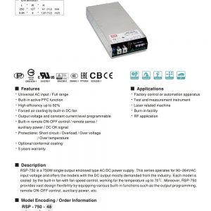 Mean Well Power Supply with Single Output RSP-750 series
