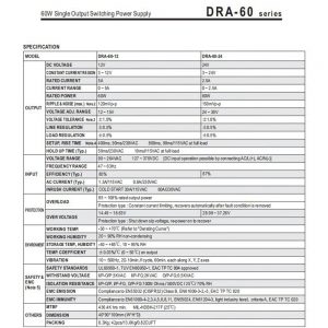 Mean Well Single Output Switching Power Supply DRA-60 series