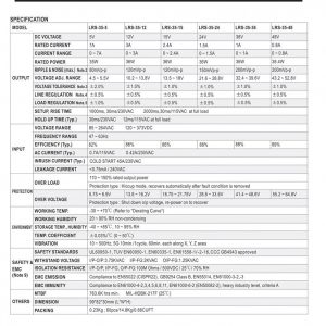 Mean Well Single Output Switching Power Supply LRS-35 series