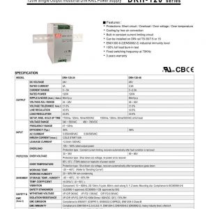 Mean Well Single Output Industrial DIN RAIL Power Supply DRH-120