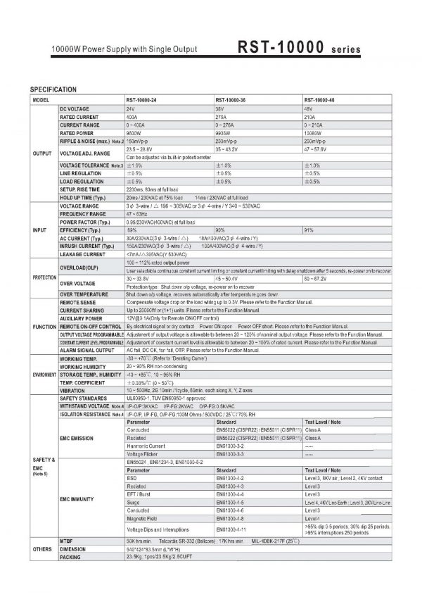 Mean Well Power Supply with Single Output RST-10000 series