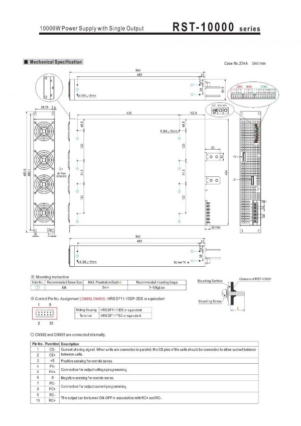 Mean Well Power Supply with Single Output RST-10000 series