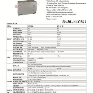 Mean Well Three Phase Industrial DIN RAIL Power Supply DRT-480