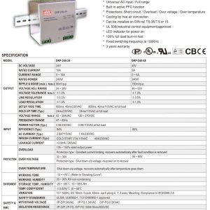 Mean Well Three Phase Industrial DIN RAIL Power Supply DRT-240