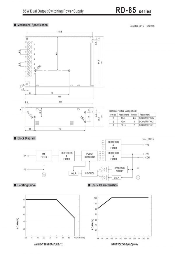 Dual Output Switching Power Supply RD-85 series