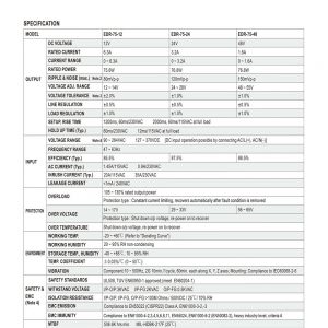 Mean Well Single Output Industrial DIN RAIL EDR-75 series