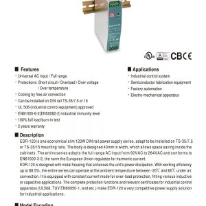 Mean Well Single Output Industrial DIN RAIL EDR-120 series