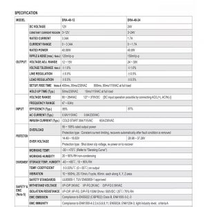 Mean Well Single Output Switching Power Supply DRA-40 series