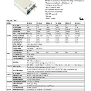 Mean Well Single Output Power Supply SE-1500 series