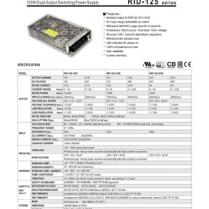 Mean Well Dual Output Switching Power Supply RID-125 series