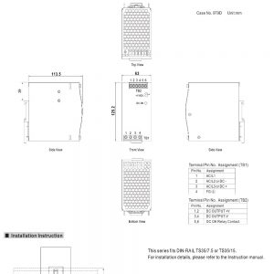 Mean Well Slim Three Phase Industrial DIN Rail with PFC Function TDR-240 series