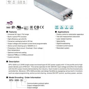 Mean Well Power Supply with Single Output DPU-3200 series