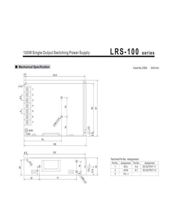 Mean Well Single Output Switching Power Supply LRS-100 series