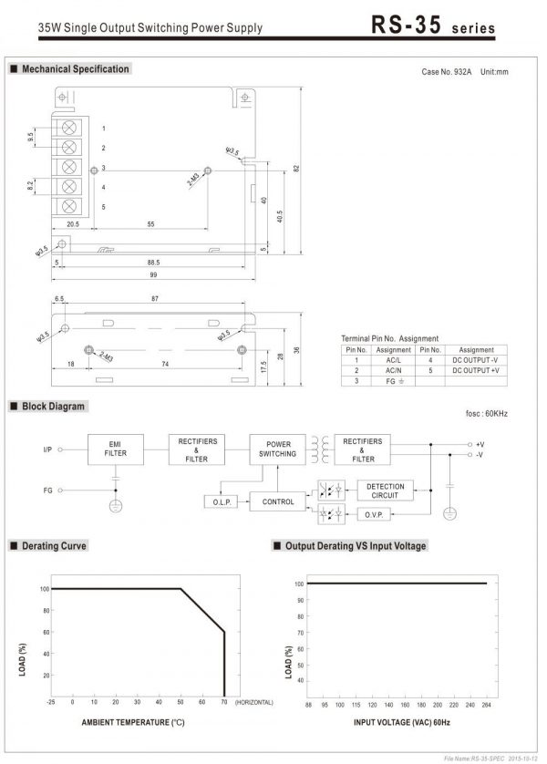 Single Output Switching Power Supply RS-35 series