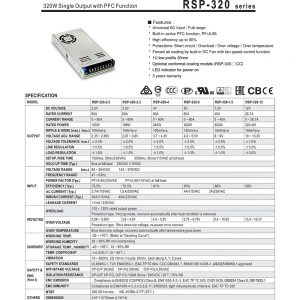 Mean Well single output with pfc function rsp-320 series