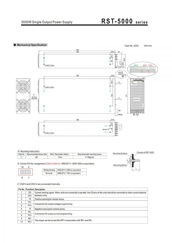 Mean Well Power Supply with Single Output RST-5000 series