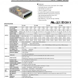 Mean Well Triple Output Switching Power Supply RT-125 series