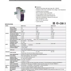 Mean Well Single Output Industrial DIN RAIL with Power Supply SDR-120