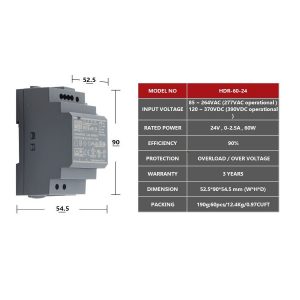 Mean Well Ultra Slim Step Shape DIN Rail HDR-60 series