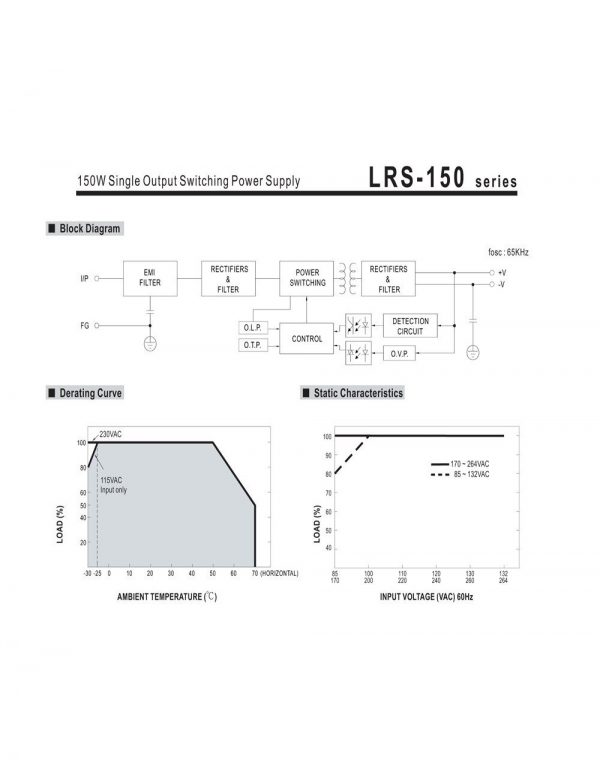 Mean Well Single Output Switching Power Supply LRS-150 series