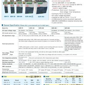 Mean Well Single Output Industrial DIN RAIL with Power Supply SDR-480