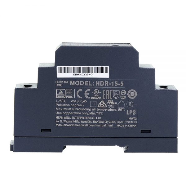 Mean Well Ultra Slim Step Shape DIN Rail HDR-15 series