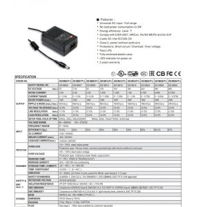 Mean Well 18W AC-DC Industrial Adaptor GS18B series