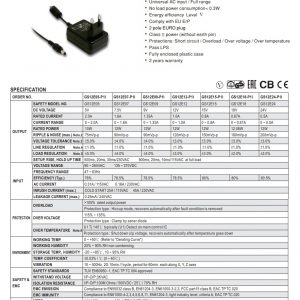 Mean Well 12W AC-DC Industrial Adaptor GS12E series