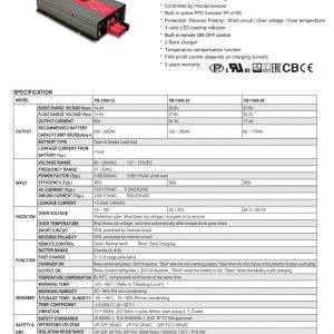 Mean Well Intelligent Single Output Battery Charger PB-1000 series