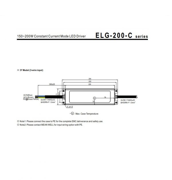 Mean Well Constant Current Mode LED Driver ELG-200-C series