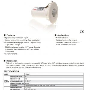 Mean Well Photoelectric Motion Sensor PIR-045