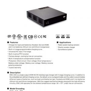 Mean Well Programmable Desktop Type Battery Charger ENC-240 series