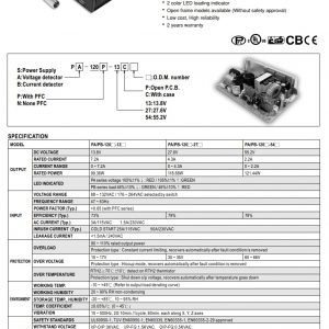 Mean Well Single Output Power Supply or Battery Charger PA/PB-120 series