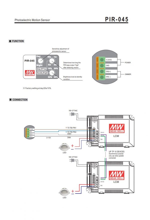 Mean Well Photoelectric Motion Sensor PIR-045