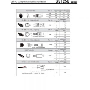 Mean Well 25W AC-DC High Reliability Industrial Adaptor GST25B series