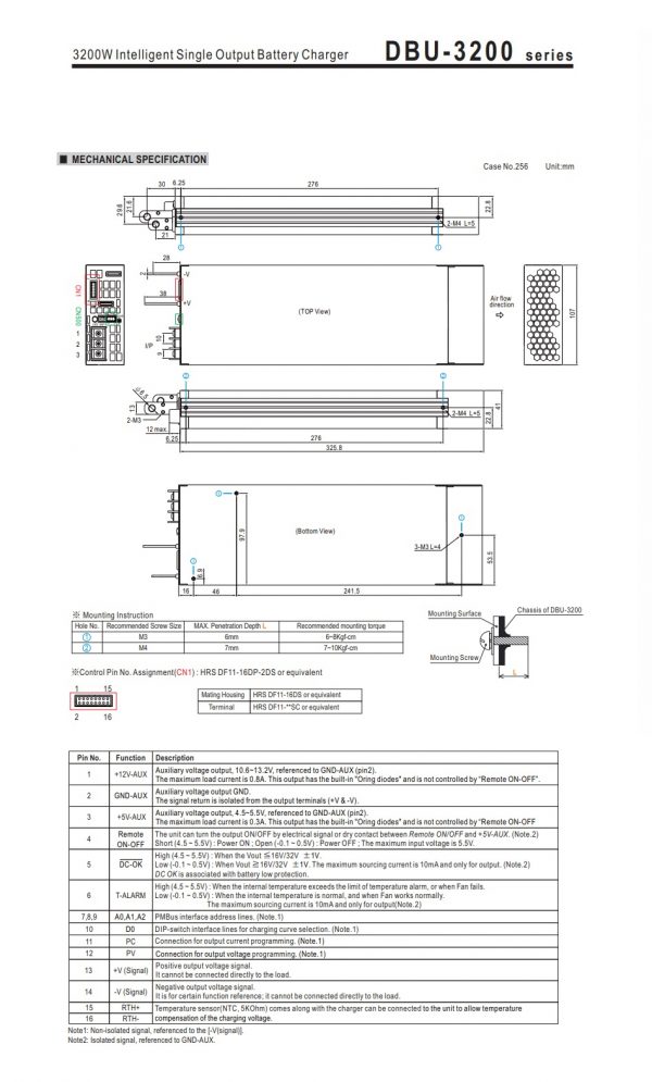 Mean Well Intelligent Single Output Battery Charger DBU-3200 series