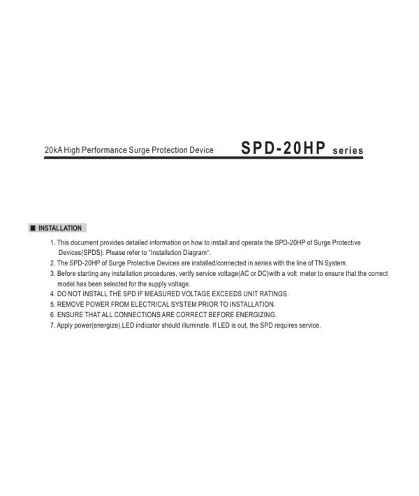Mean Well High Performance Surge Protection Device SPD-20HP series